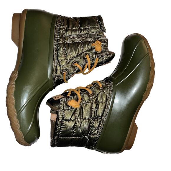 Sperry Saltwater Quilted Duck Boots Olive Green Waterproof Rubber – Women’s 7M - Picture 5 of 11